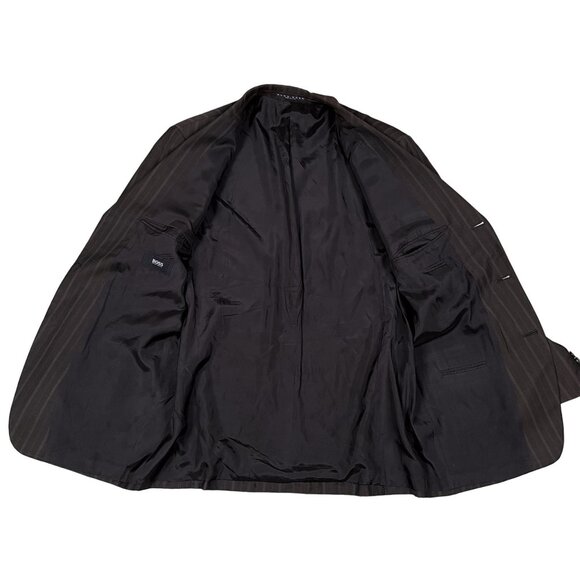 VTG Hugo Boss Wool Brown Pinstripe Sports Coat Blazer Size 44R - Picture 3 of 7